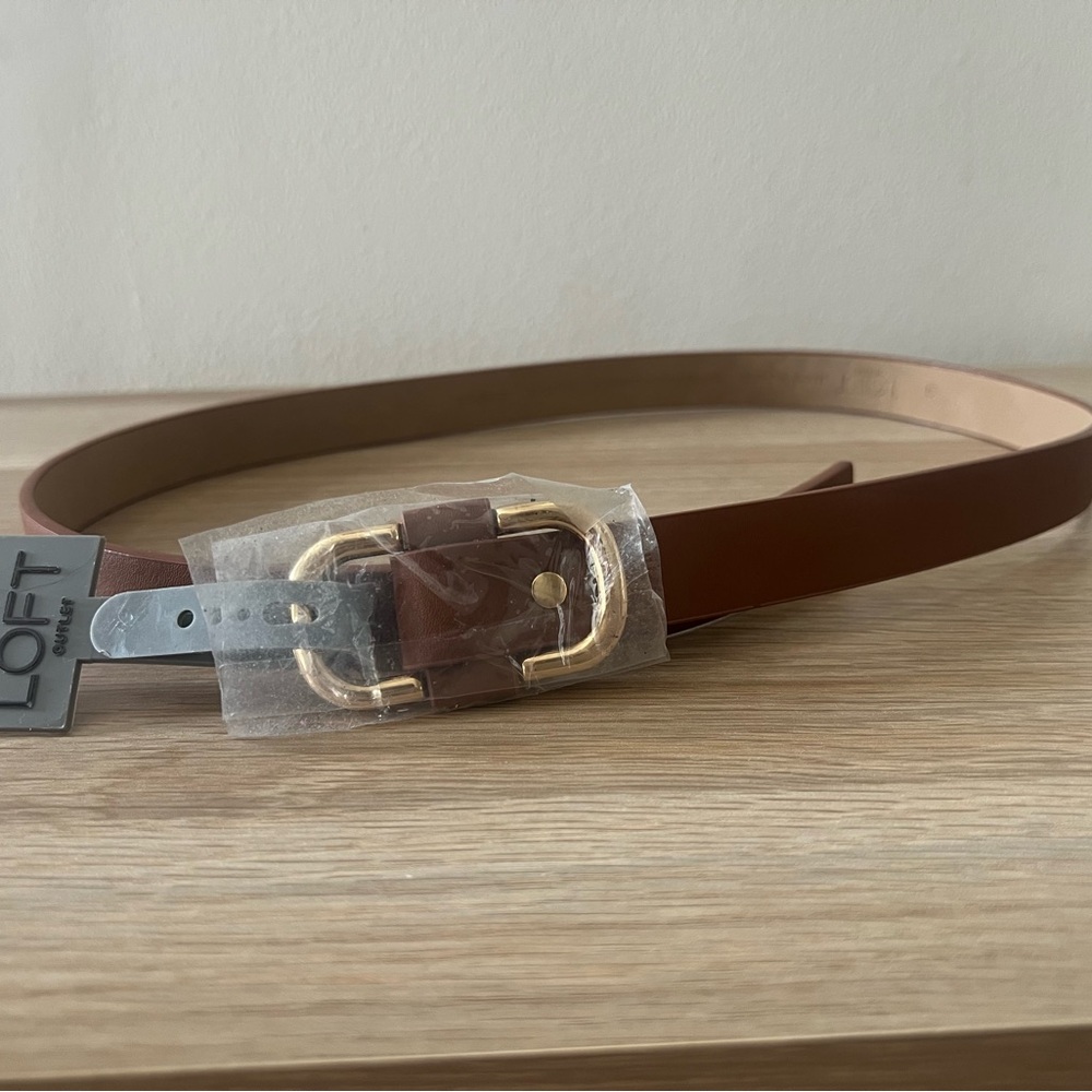 LOFT Brown Belt with Gold Buckle